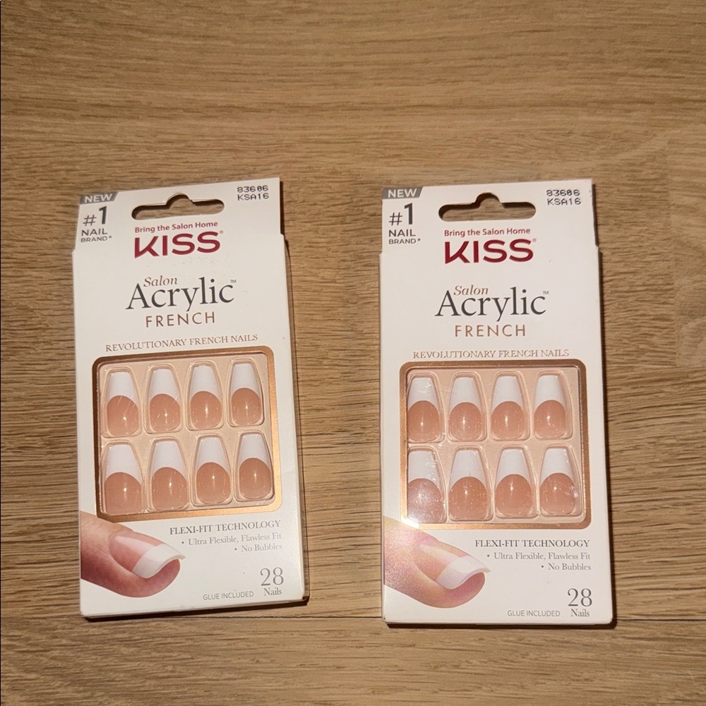 KISS Salon Acrylic French Press-On Nails — Nude & White Tips